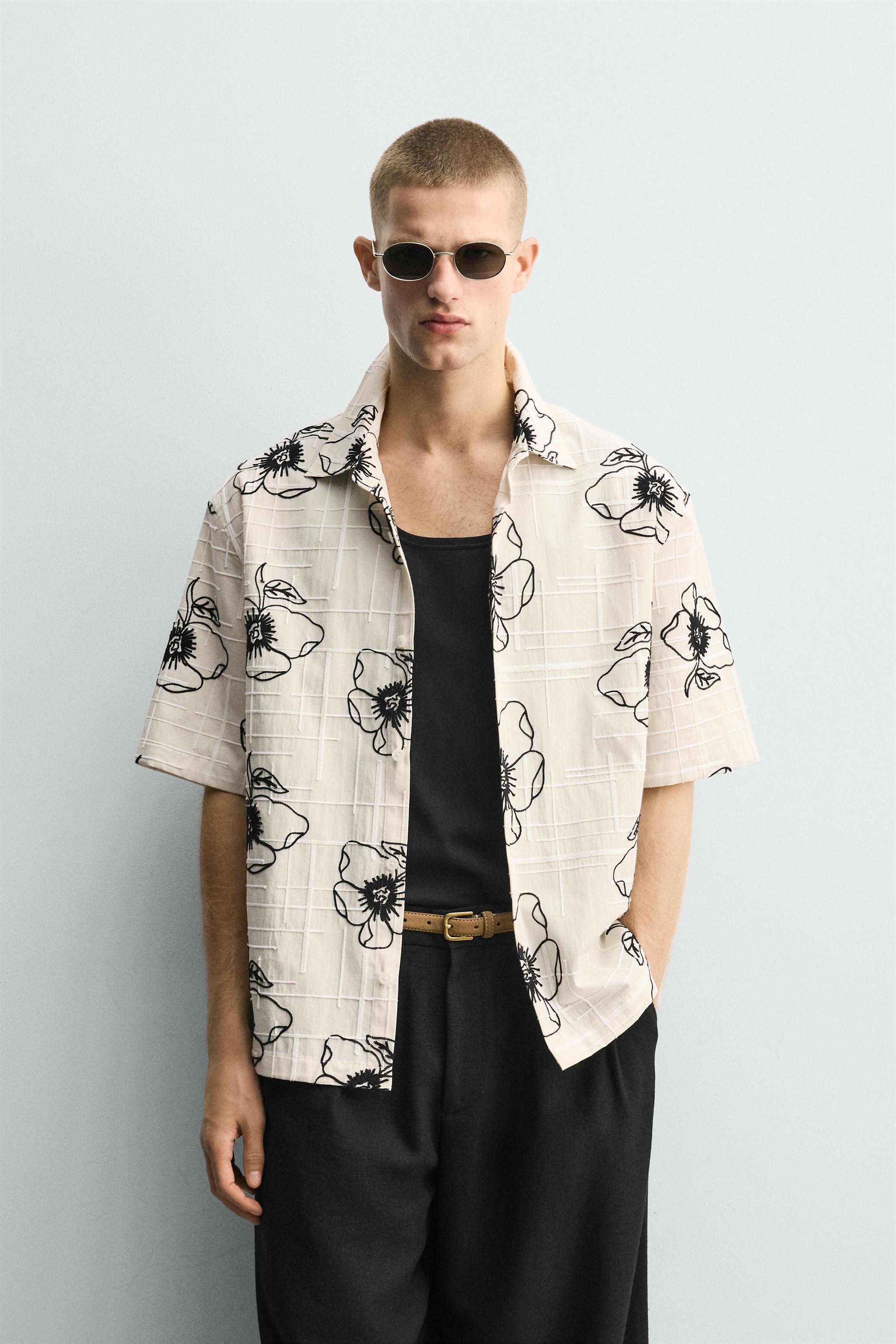 FLORAL EMBROIDERED JACQUARD SHIRT